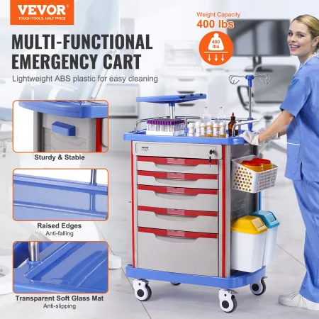 5 lag laboratorievogne mobil medicinsk vogn med 5 skuffer og 2