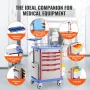 5 Tiers Lab Carts, Lab Utility Cart with 5 Drawers & 4 Silent Wheels, Mobile Medical Cart with PP Material, Lab Rolling Cart wit
