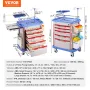 5 Tiers Lab Carts, Lab Utility Cart with 5 Drawers & 4 Silent Wheels, Mobile Medical Cart with PP Material, Lab Rolling Cart wit