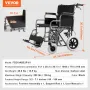 Rullestolstål Transportstol Foldbar kørestol 24-in W Sæde 300 kg