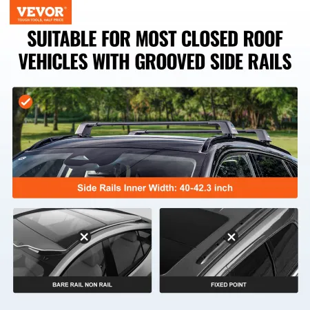 Universal Roof Rack Crossbar Max 47.6 "Passer til rillede