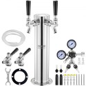 Kegerator Tower Kit, Dual Taps Beer Conversion Kit, Stainless Steel Keg Beer Tower Dispenser with Dual Gauge W21.8 Regulator &