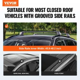 Universal Roof Rack Crossbar Max 53.5 "Passer til rillede sideskinner uden hul