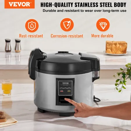 Commercial Rice Cooker, 60-Cup Rice Cooker, 13 Liter Large Rice Cooker and Warmer with Nonstick Inner Pot, Fast Cooking and 12-H