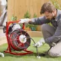 Drain Cleaner Machine 75FT x 1/2 Inch, Sewer Snake Auger Manual Feed, 370W Electric Drain Cleaning Machine with 4 Cutters & Air-