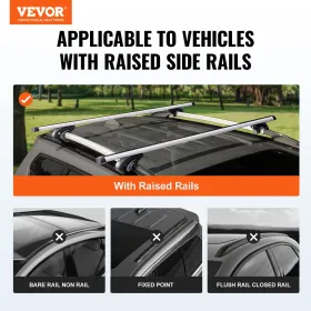 Universal Roof Rack Crossbar 48.4" Length for Vehicle w/ Raised Side Rail