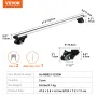 Universal Roof Rack Crossbar 48.4 "Længde til køretøj m/ hævet