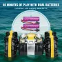 Amphibious Remote Control Car Boat, 2.4GHz 12 km/h, 4WD Waterproof RC Car for Kids, 360° Rotating Stunt Car with 2 Batteries, Al