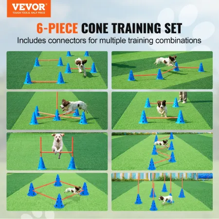 Dog Agility Hurdle Cone Set 6 PCS KIT-12 XCONES 6 XAGILITY RODS