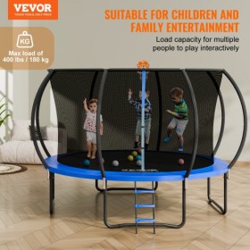 12FT Outdoor Recreational Trampoline for Kids with safety Enclosure Net