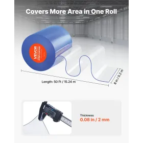 Strip Curtain PVC Door Curtain 50' x 8" Roll Cooler Freezer Clear Plastic