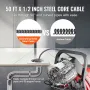 Drain Cleaner Machine 50FT x 1/2 Inch, Manual Feed Sewer Snake Auger - with Wheels, 4 Cutters & Air-activated Foot Switch for 2"
