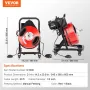 Drain Cleaner Machine 50ft x 1/2 tommer manuel Feed Snake Auger
