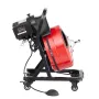 Drain Cleaner Machine 50FT x 1/2 Inch, Manual Feed Sewer Snake Auger - with Wheels, 4 Cutters & Air-activated Foot Switch for 2"
