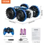 Amphibious Remote Control Car Boat, 2.4GHz 12 km/h, 4WD Waterproof RC Car for Kids, 360° Rotating Stunt Car with 2 Batteries, Al
