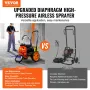 Diaphragm Airless Paint Sprayer, 1100 W Efficiency Cart Airless Paint Sprayer, 2000 psi High Pressure Paint Airless Sprayer, wit