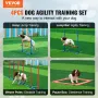 Dog Agility Training Equipment, 4 PCS Set with Adjustable High Hurdles,6 Weave Poles,Jump Ring,Square Pause Box,Whistle,Foldable