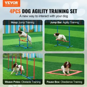Dog Agility Training Equipment 4 Pcs indstillet med forhindringer Jump Ring Paus Box