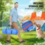Dog Agility Training Equipment, 4 PCS Set with Adjustable High Hurdles,6 Weave Poles,Jump Ring,Square Pause Box,Whistle,Foldable