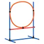Dog Agility Training Equipment, 4 PCS Set with Adjustable High Hurdles,6 Weave Poles,Jump Ring,Square Pause Box,Whistle,Foldable
