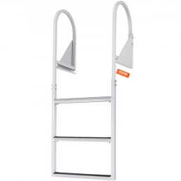 Dock Ladder, Flip-Up 3 Steps, 350 lbs Load Capacity, Aluminum Alloy Pontoon Boat Ladder with 2'' Wide Step & Nonslip Rubber