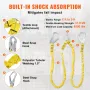 38mm Safety Lanyard, 6ft(1.83m) Fall Protection Lanyard with 2 Alloy Steel Snap Hooks, Retractable Safety Belt for Outdoor/Indoo