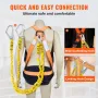 38mm Safety Lanyard, 6ft(1.83m) Fall Protection Lanyard with 2 Alloy Steel Snap Hooks, Retractable Safety Belt for Outdoor/Indoo
