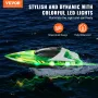 RC Boat, 2.4GHz 12 km/h, Remote Control Boat for Pools & Lakes, Racing Boat with LED Light, 2 Rechargeable Batteries, Whole Body
