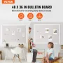48 "X36" White Cork Board med Linen Surface Wall-Montered
