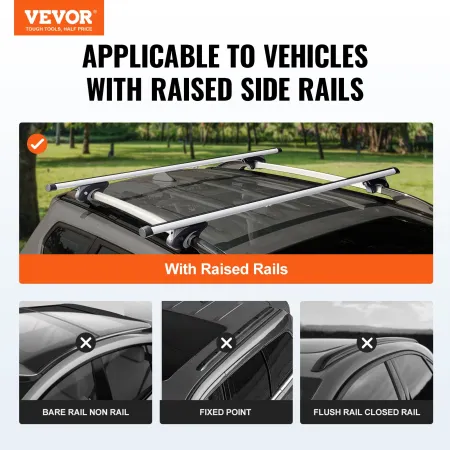Universal Roof Rack Crossbar 53.2 "Længde til køretøj m/ hævet