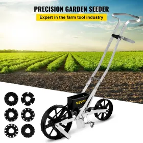 Garden Seeder, Metal Precision Garden Push Seeder med 6