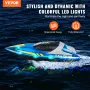 RC Boat, 2.4GHz 12 km/h, Remote Control Boat for Pools & Lakes, Racing Boat with LED Light, 2 Rechargeable Batteries, Whole Body