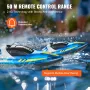 RC Boat, 2.4GHz 12 km/h, Remote Control Boat for Pools & Lakes, Racing Boat with LED Light, 2 Rechargeable Batteries, Whole Body