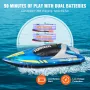 RC Boat, 2.4GHz 12 km/h, Remote Control Boat for Pools & Lakes, Racing Boat with LED Light, 2 Rechargeable Batteries, Whole Body