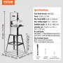 Band Saw with Stand Benchtop Bandsaw 24.5 cm 370W Two-Speed Adjustable