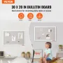 30 "X20" White Cork Board med Linen Surface Wall-Montered