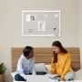 30"x20" White Cork Board with Linen Surface – Stylish Wall-Mounted Bulletin Board for Home, School, Office – Elegant & Functiona