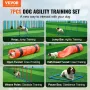 Dog Agility Training Equipment, 7 PCS Set Upgrade w/ Adjustable High Hurdles,6 Weave Poles,2 Tunnels,Jump Ring,Pause Box,Whistle