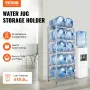 5 Tiers Water Jug Holder, 5 Gallon Water Bottle Holder, Double Row Water Bottle Rack for 10 Bottles, Heavy Duty Water Jug Rack f