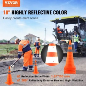 Safety Cones, 4 Pack 28 inch Collapsible Traffic Cones, Construction Cones with Reflective Collars, Wide Base and A Storage