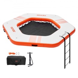 Inflatable Floating Dock, Ã¸8.5FT Inflatable Dock Platform with Ã¸5FT Trampoline Mesh Pool, Non-Slip Floating Platform Water Mat