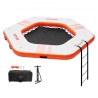 Inflatable Floating Dock, Ã¸8.5FT Inflatable Dock Platform with Ã¸5FT Trampoline Mesh Pool, Non-Slip Floating Platform Water Mat