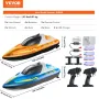RC Boat, 2 Pack 2.4GHz 12 km/h, Remote Control Boat for Pools & Lakes, Racing Boat with LED Light, 4 Rechargeable Batteries, Who