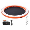 Inflatable Floating Dock, Ã¸10FT Inflatable Dock Platform with Ã¸8FT Trampoline Mesh Pool, Non-Slip Floating Platform Water Mat