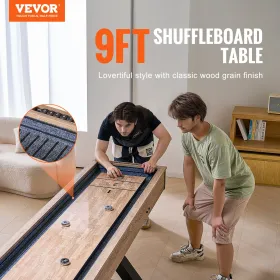 9 ft Shuffleboard Table 2 in 1 Shuffleboard and Bowling Combo Game Set