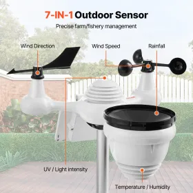 7-i-1 Wi-Fi Weather Station 7 i TFT Display Wireless Outdoor Sensor