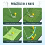 4 IN 1 Golf Hitting Mat, 5x4ft Artificial Turf Golf Hitting Mat, Thickened Golf Aids Includes 4 Interchangeable Inserts, Golf Pr