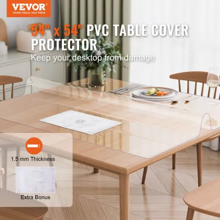 PVC Tabel Protector 54x54 tommer Clear Plastic Desk Protector