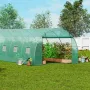 Walk-in Tunnel Greenhouse, 29.2x9.7x6.5 ft Hoop House Greenhouse Tunnel, Plant Hot House with Galvanized Steel Frame, Green PE C