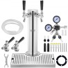 Kegerator Tower Kit, Dual Taps Beer Conversion Kit, Stainless Steel Keg Beer Tower Dispenser with Dual Gauge W21.8 Regulator &